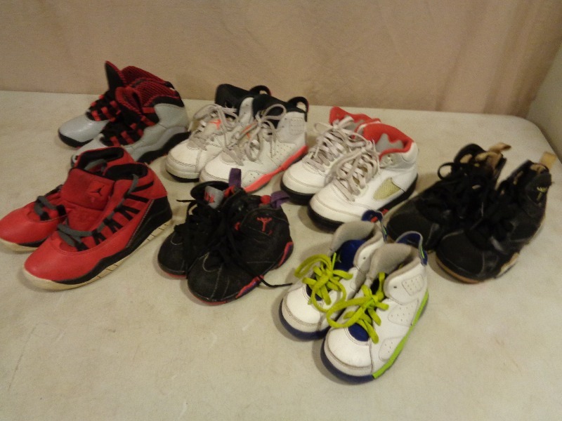 lot 72 image: 7 Pairs of Kids Air Jordans