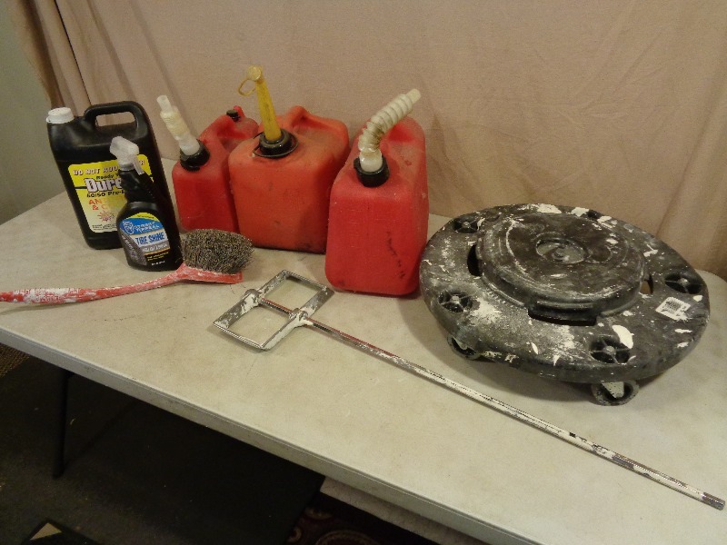 lot 83 image: Gas Cans, Mixer, Dolly, and More