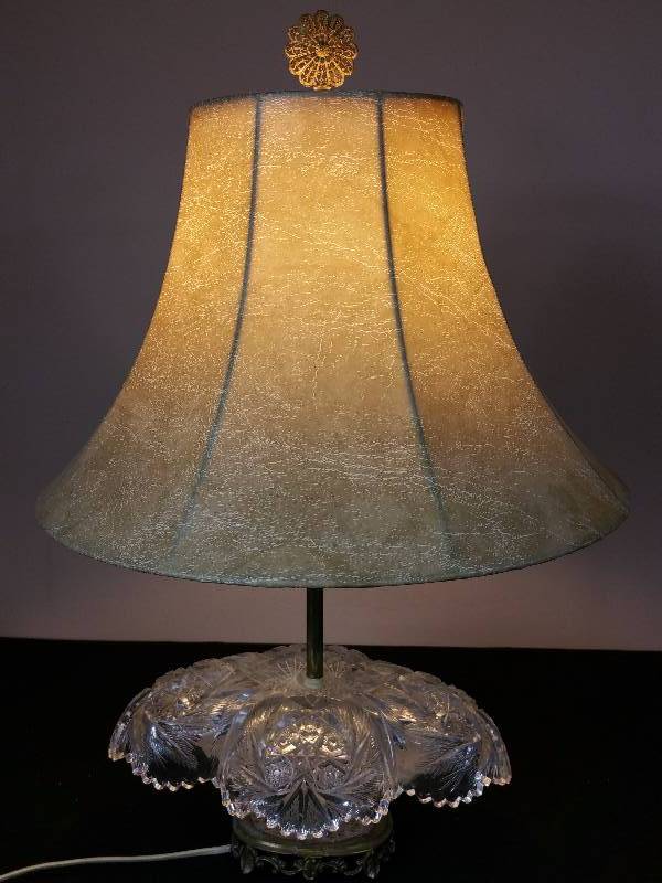 lot 18 image: Antique Cut Crystal Lamp