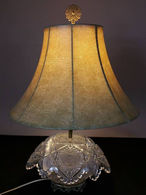 lot 19 image: Antique Cut Crystal Lamp