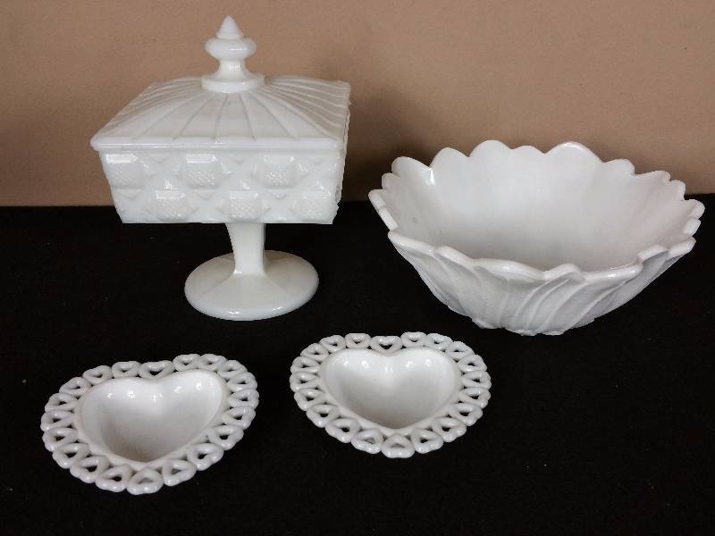 lot 56 image: Group of White Milk Glass