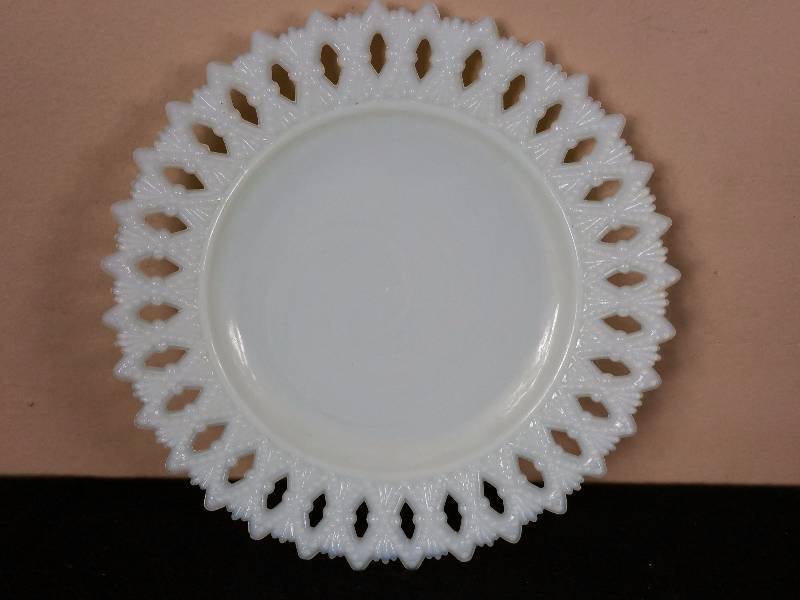 lot 59 image: Antique Opalescent Pierced White Plate
