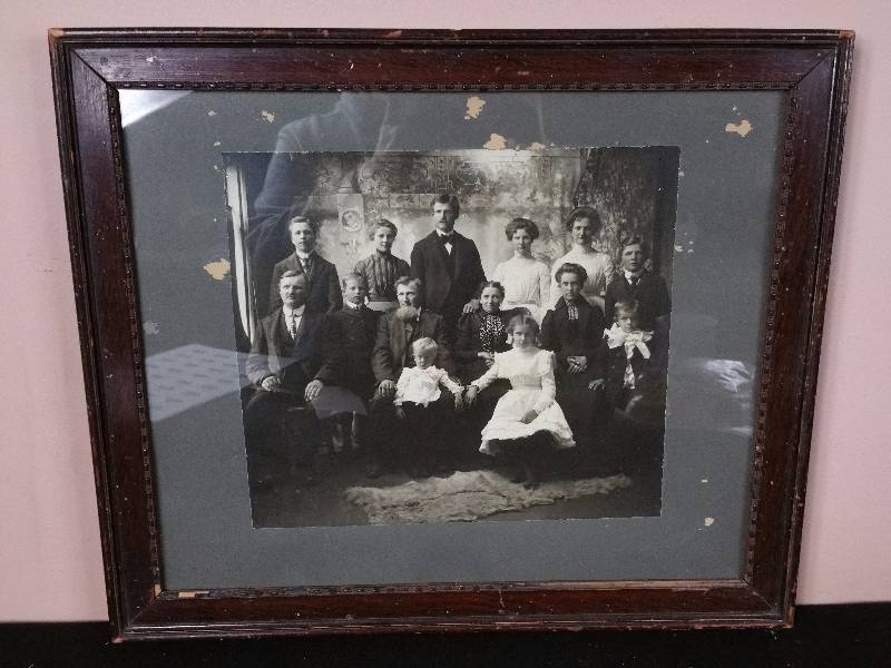 lot 94 image: Original Antique Family Photo - Framed