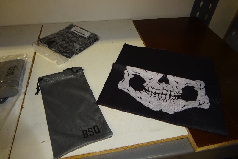 Lot of Glass bags, 2 Mens scarfs