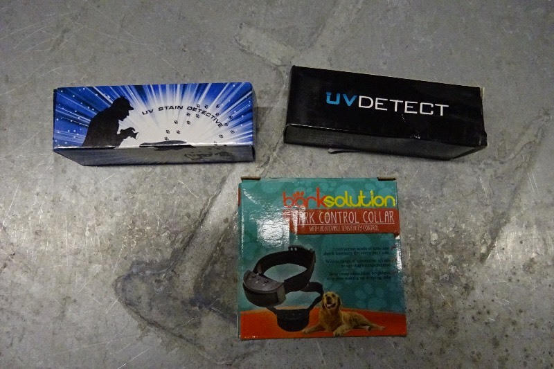 UV flashlight for stains, bark collar