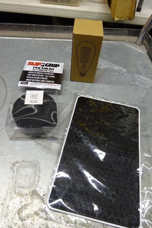 light bulb, furniture pads, coasters, non slip mat