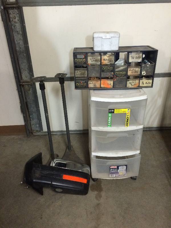 Assorted Hardware, 3 Drawer Organizer, Ford Side Mirror