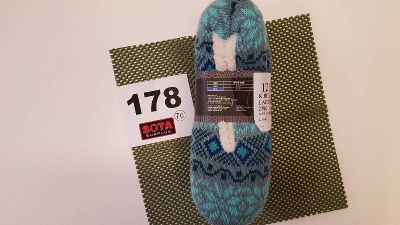 lot 178 image: K. BELL SHERPA SLIPPER SOCKS  2 PK  9-11
