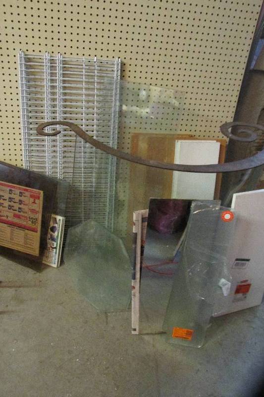 Lot of shelving, glass metal and wood