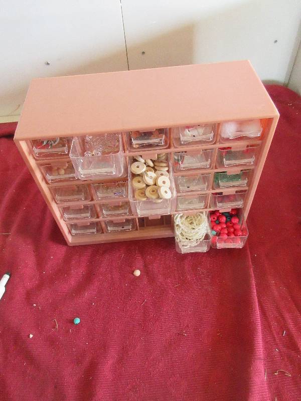 BIN OF CRAFTING BEADS