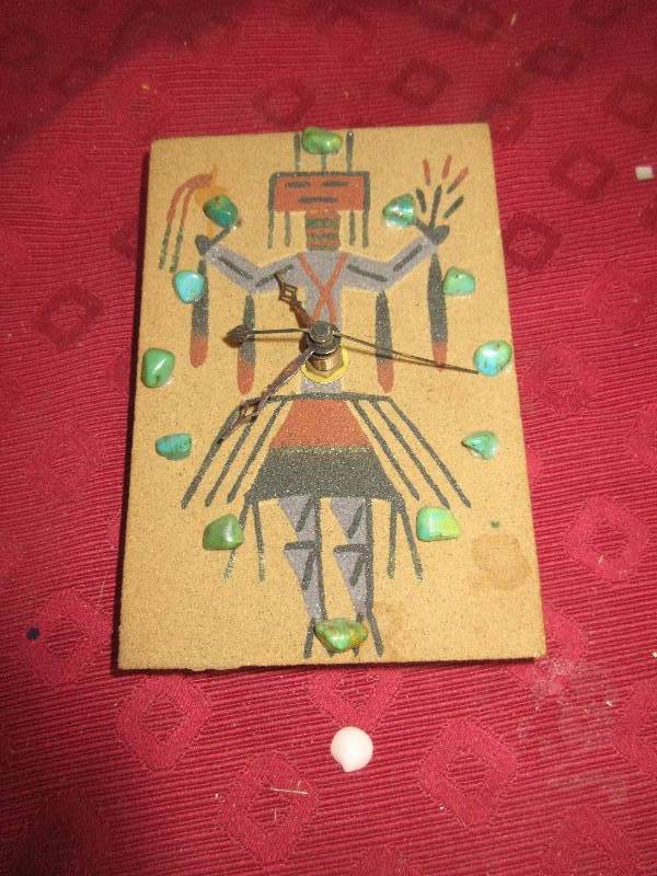 NAVAGO SAND PAINTED CLOCK