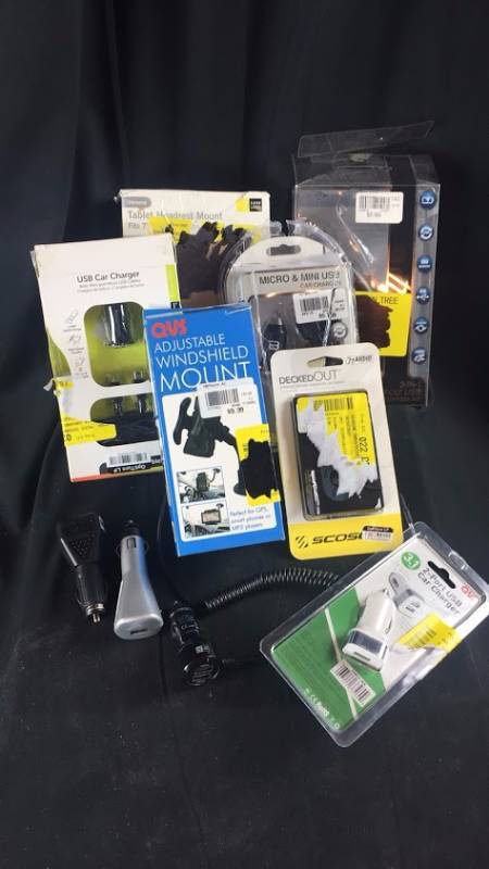 Lot of 37 Miscellaneous Electronic Car Accessories Est. Retail Value $369.69