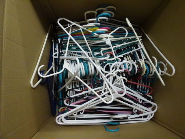 lot 55 image: Box of Misc Plastic Clothes Hangers