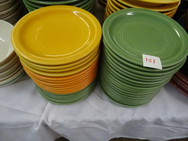 lot 151 image: 36 Colored Saucers Syracuse Brand