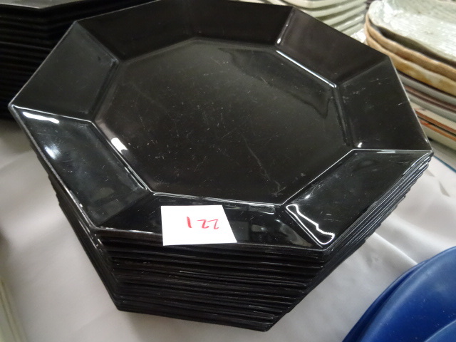 lot 221 image: Black Salad Plates Qty 36