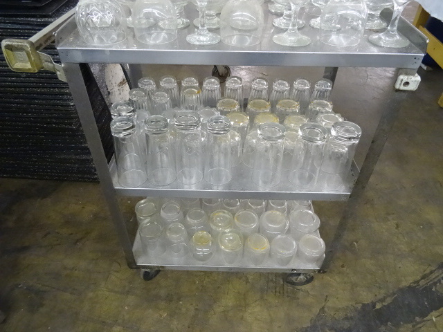 lot 231 image: Stainless 2 Tier Cart on Wheels