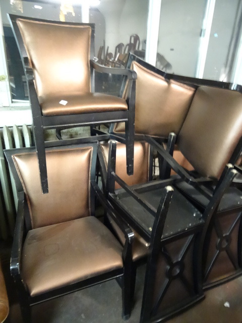 lot 332 image: 10 Wood Framed Chairs 3 Have Arms