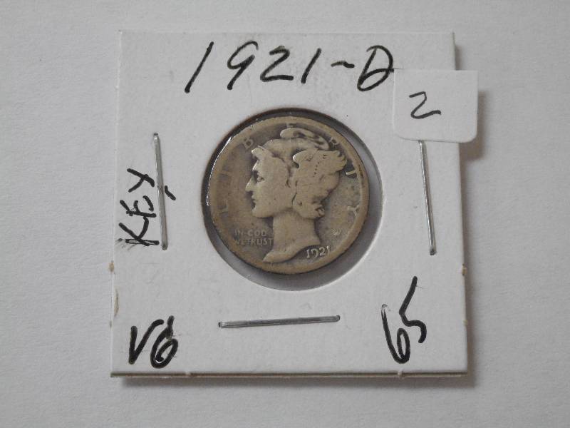 1921-D Mercury Dime, Key Date, VG...
