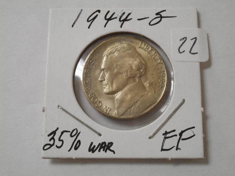 1944-S War Nickel, EF...