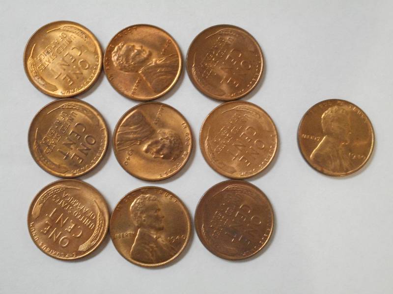(10) Wheat Cents, Are UNC As RB, Al...