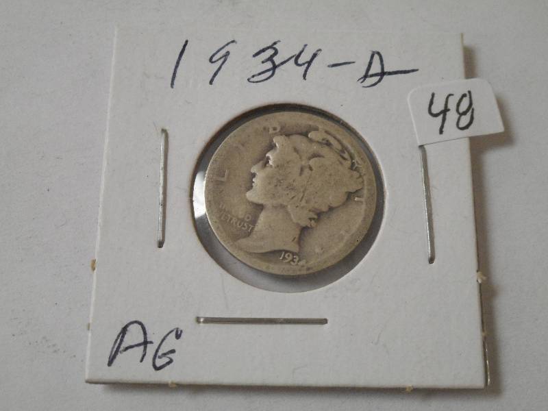 1934-D Dime, AG...