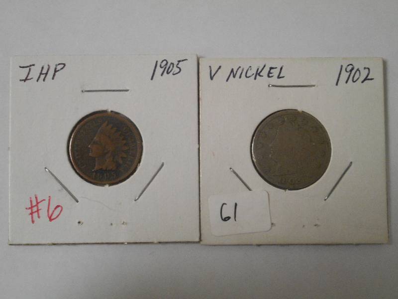 US Type coins 1905 IHP and 1902 V ...