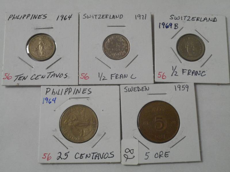 (5) Coins 1959 5-Ore, 1969B 12-Fr...