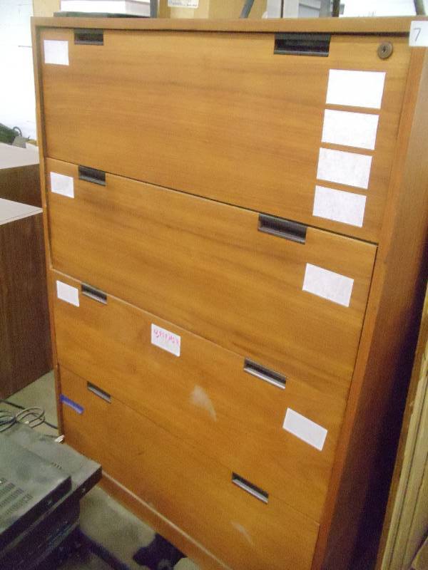 lot 7 image: 36 wood 4 drawer lateral file.
