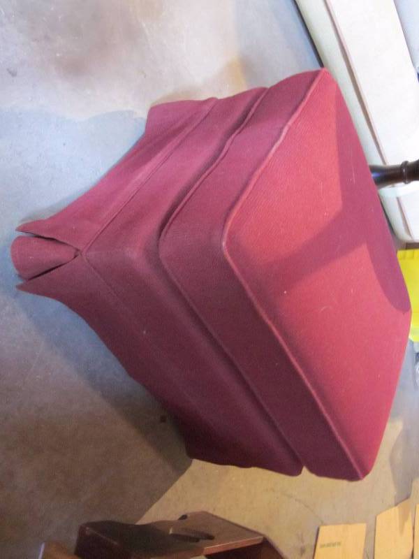 Burgundy Ottoman & Table Lamp