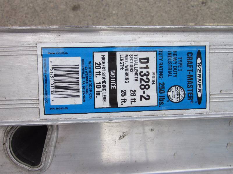 Werner Model D 1328-2 Extension Ladder