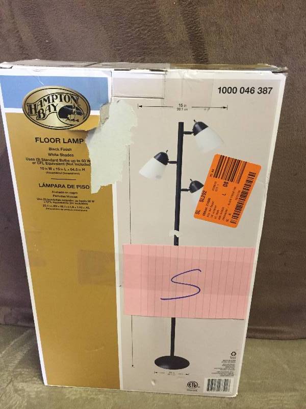 lot 5 image: Hampton Bay 64.5 in. Black Track Tree Floor Lamp