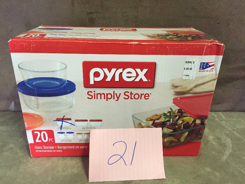 lot 21 image: Pyrex Simply Storage Set - 18 PCS- Original Set 20- 1 Rectangle pc missing New