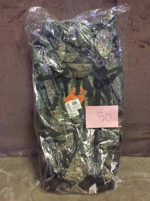 lot 50 image: Extreme Pak Invisible. Pattern Tree Camo Water-Repellent, Heavy-Duty Mountaineers Backpack