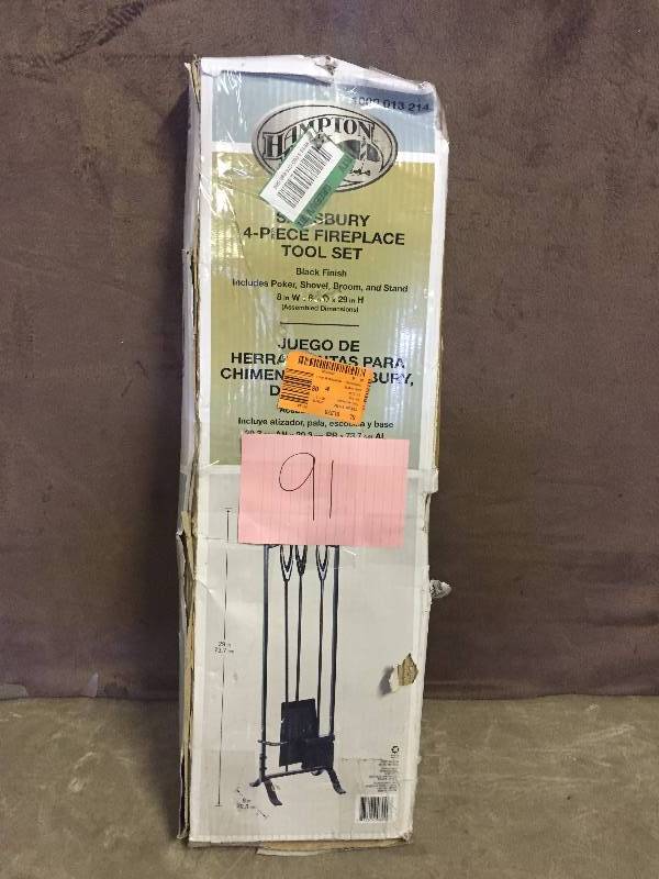 lot 91 image: Hampton Bay Salisbury 4 pc. Fireplace Tool Set