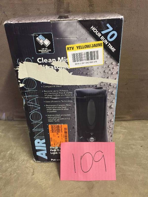 lot 109 image: clean mist ultrasonic humidifier used