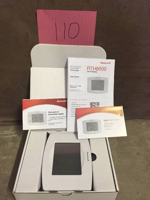 lot 110 image: Honeywell Wi-Fi 7-Day Programmable Touchscreen Thermostat, 10 1316H x 9 1316W x 3 1316D, White