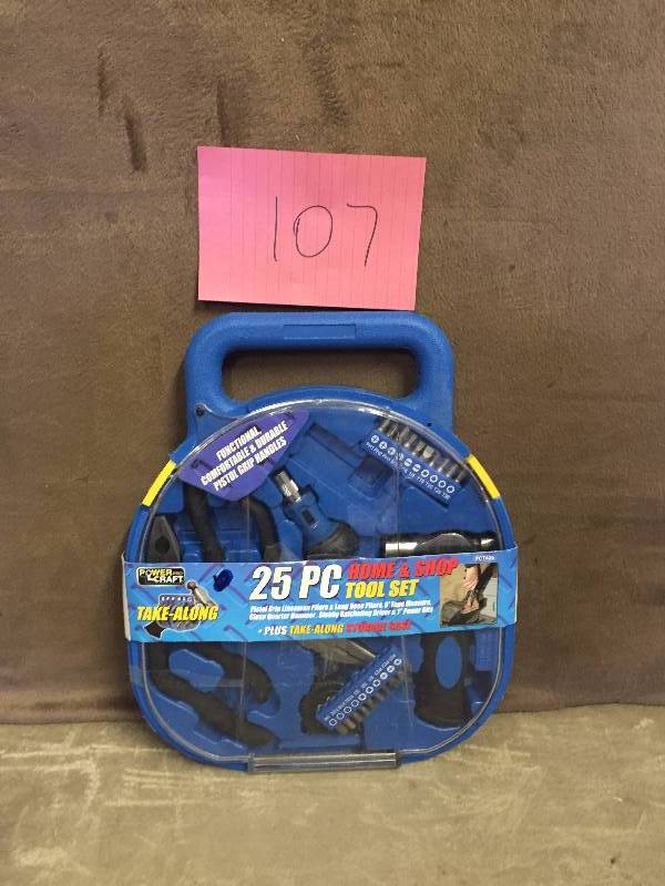 lot 107 image: Power Craft 25 PC Home and Shop Tool Set New
