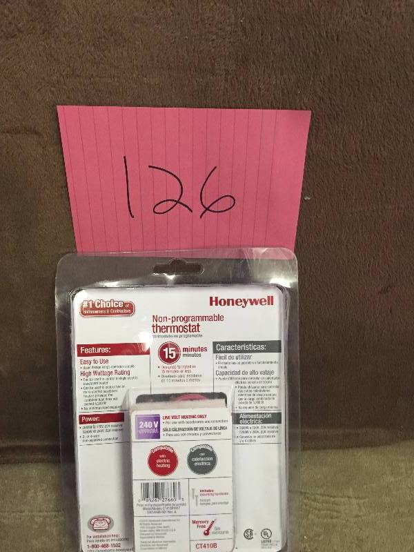 lot 126 image: Honeywell Manual Electric Baseboard Thermostat