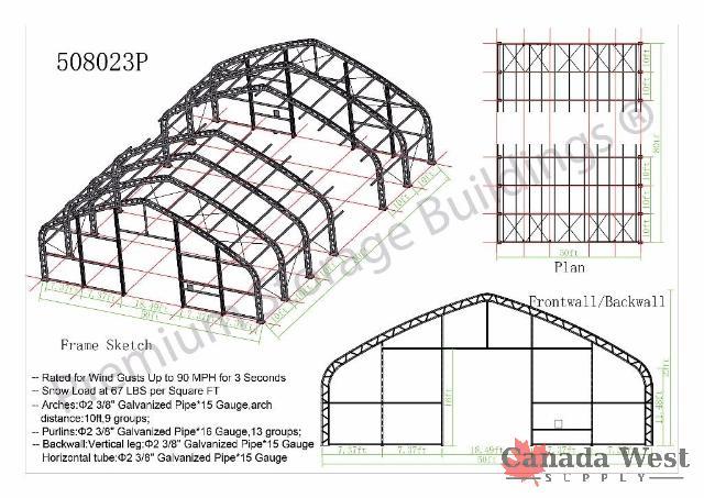 lot 4 image: New 50 x 80 x 23 Double Truss Frame Coverall Fabric Storage Building