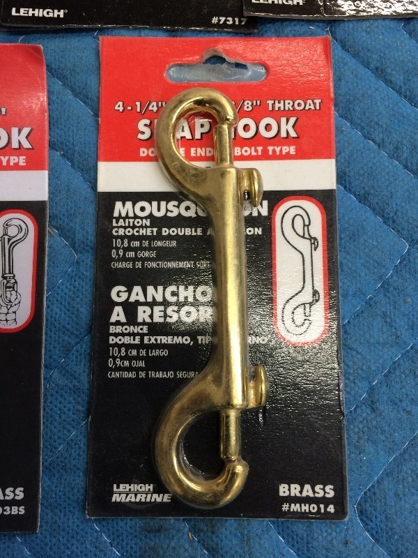 lot 44 image: Assorted Snap hooks, Clamp set, spring link, awning pully   NEW  Lot of 13