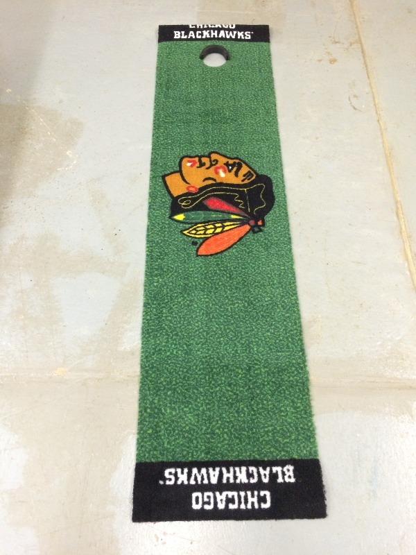 lot 89 image: Black Hawks Golf Practice Mat   Measures 72 long x 18 wide     NEW