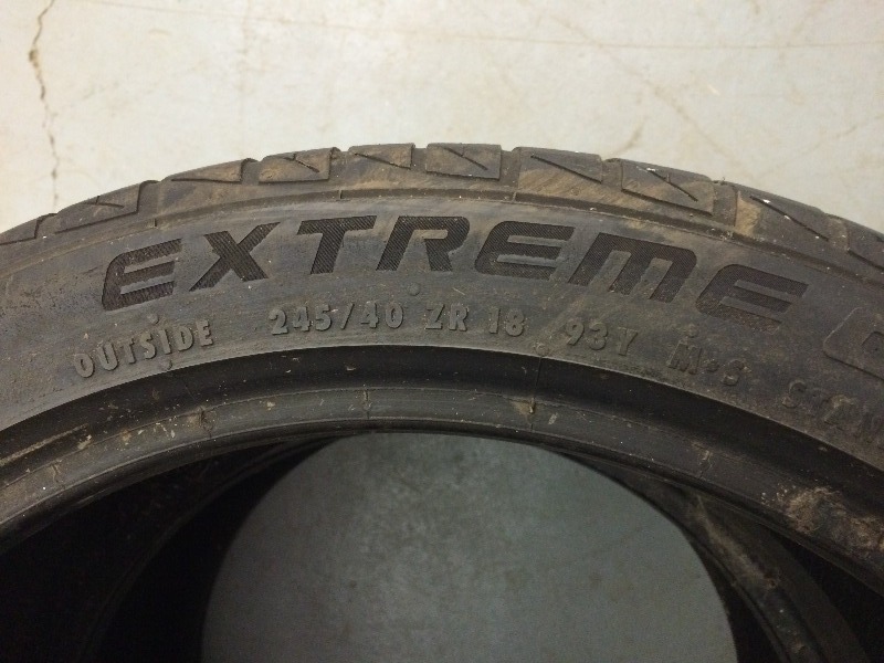 lot 125 image: Tires (2) Extreem Contact  Continental  24540  ZR18 93X