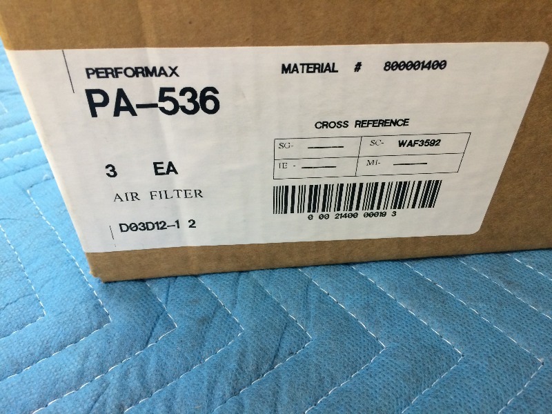 lot 136 image: Performance Automotive Air Filters PA-536  Lot of 2 boxes 3box  total of 6 filters    NEW PRODUCT  Clean Boxes