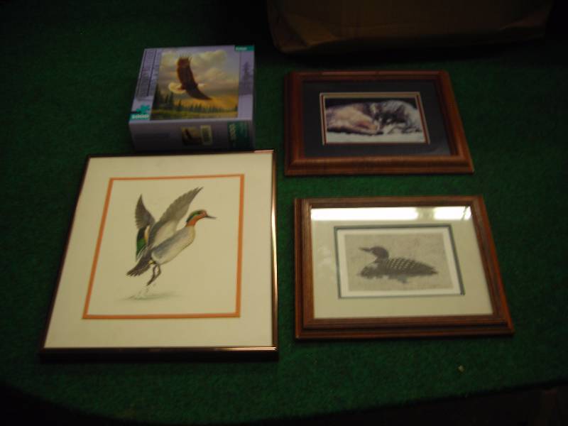 3 Framed Wildlife Pictures & Puzzle