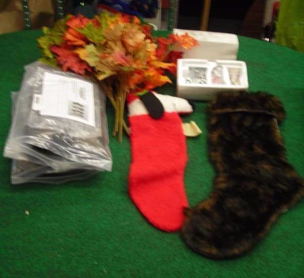 Seasonal 5-Faux Mink Christmas Stockings, Dept. 56 Snow Village Golf, More