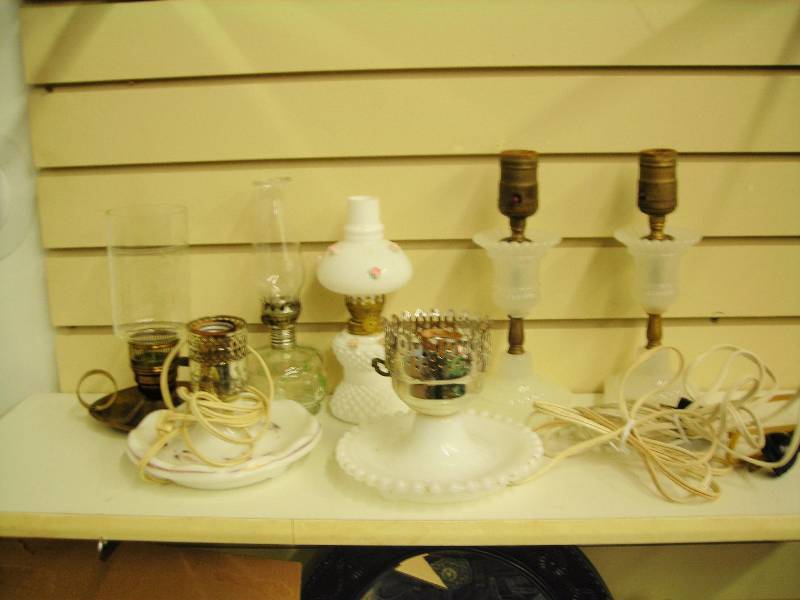 Assorted Glass Oil & Dresser Lamps