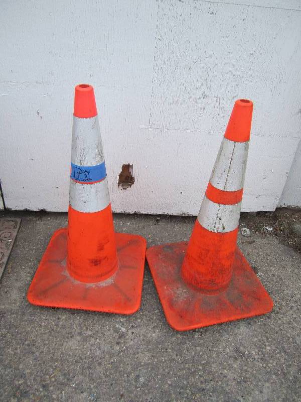 2 orange cones ...