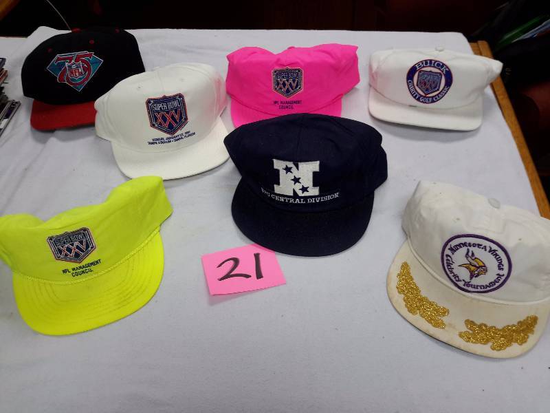 7 sports theme baseball caps.. See pictures