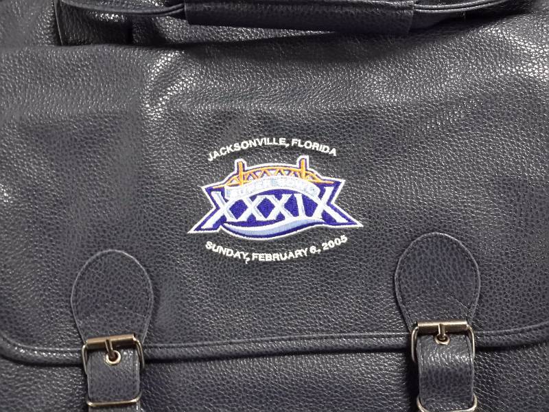 2 Faux Leather, Super Bowl Theme Bags.. Both new and in very good shape.