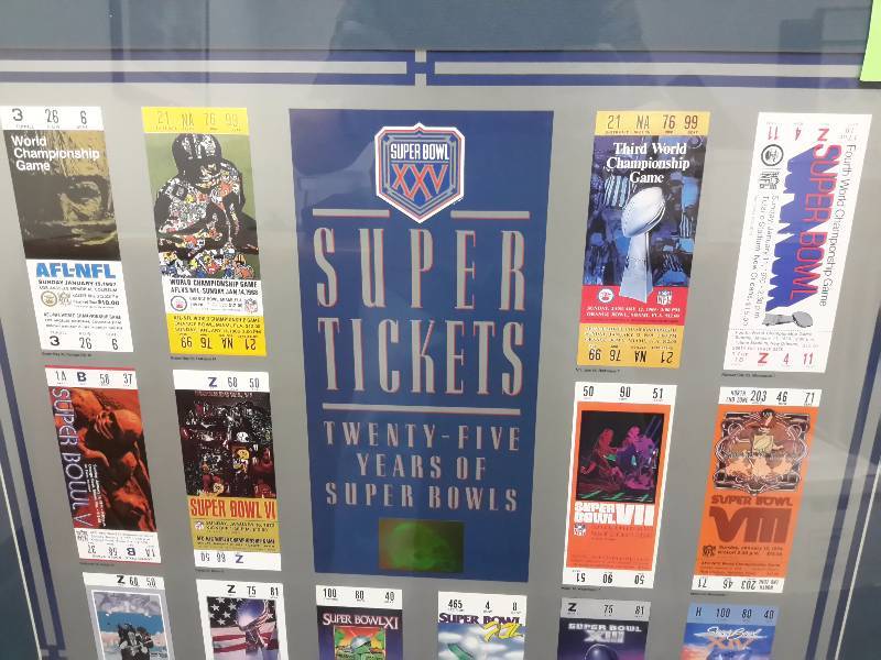 Framed Super Bowl 25 Poster, Tickets of First 25 Years